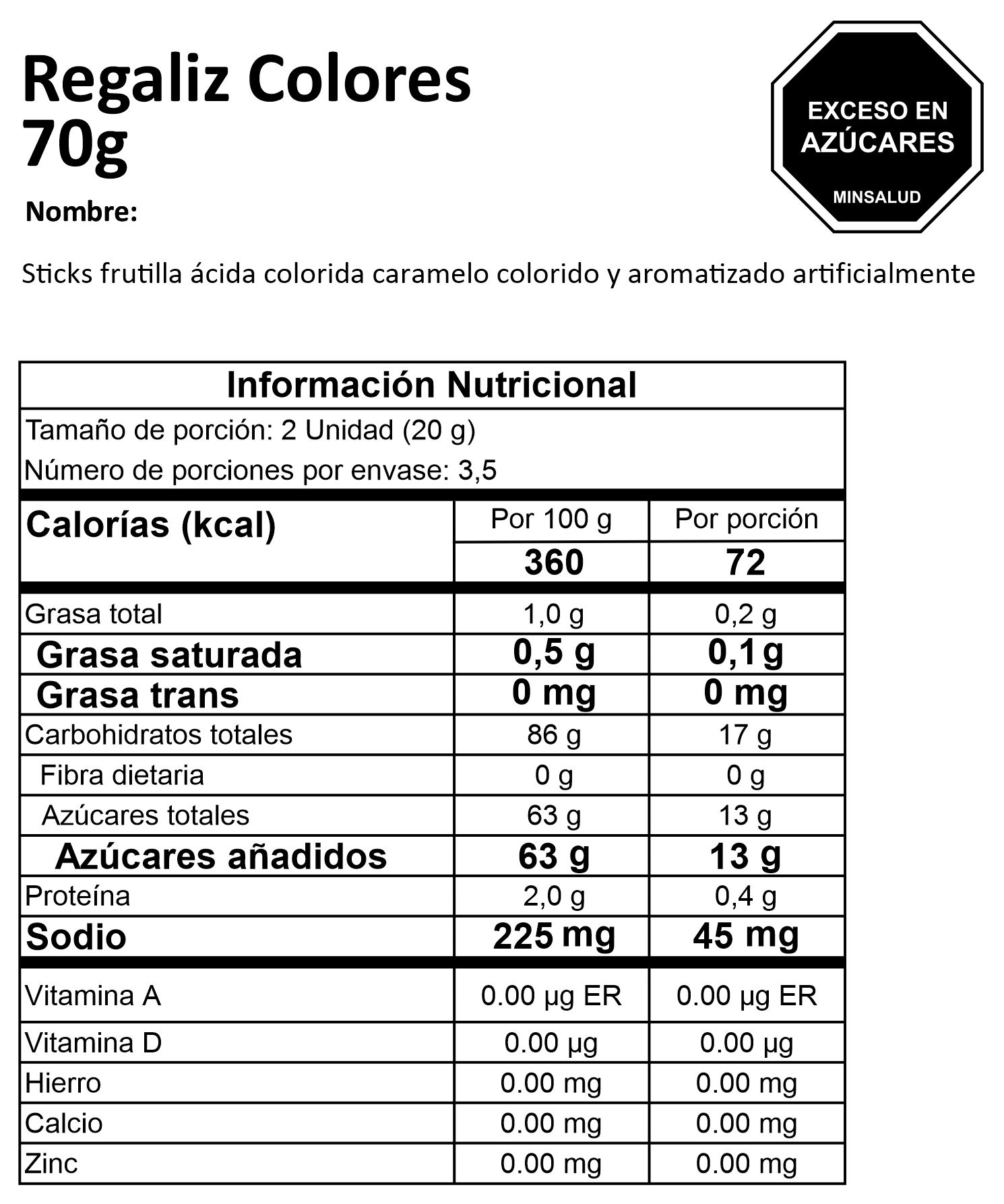 Regaliz Colores 70g